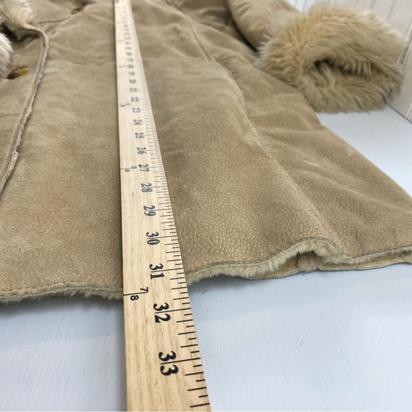 Vintage Penny Lane Wilsons Tan‎ Suede Leather Faux Fur Collar Jacket Coat Sz L - Picture 13 of 15